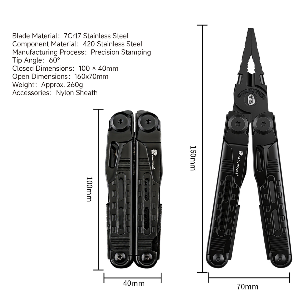 HX OUTDOORS GQ-20B EDC Multi-tool Pliers