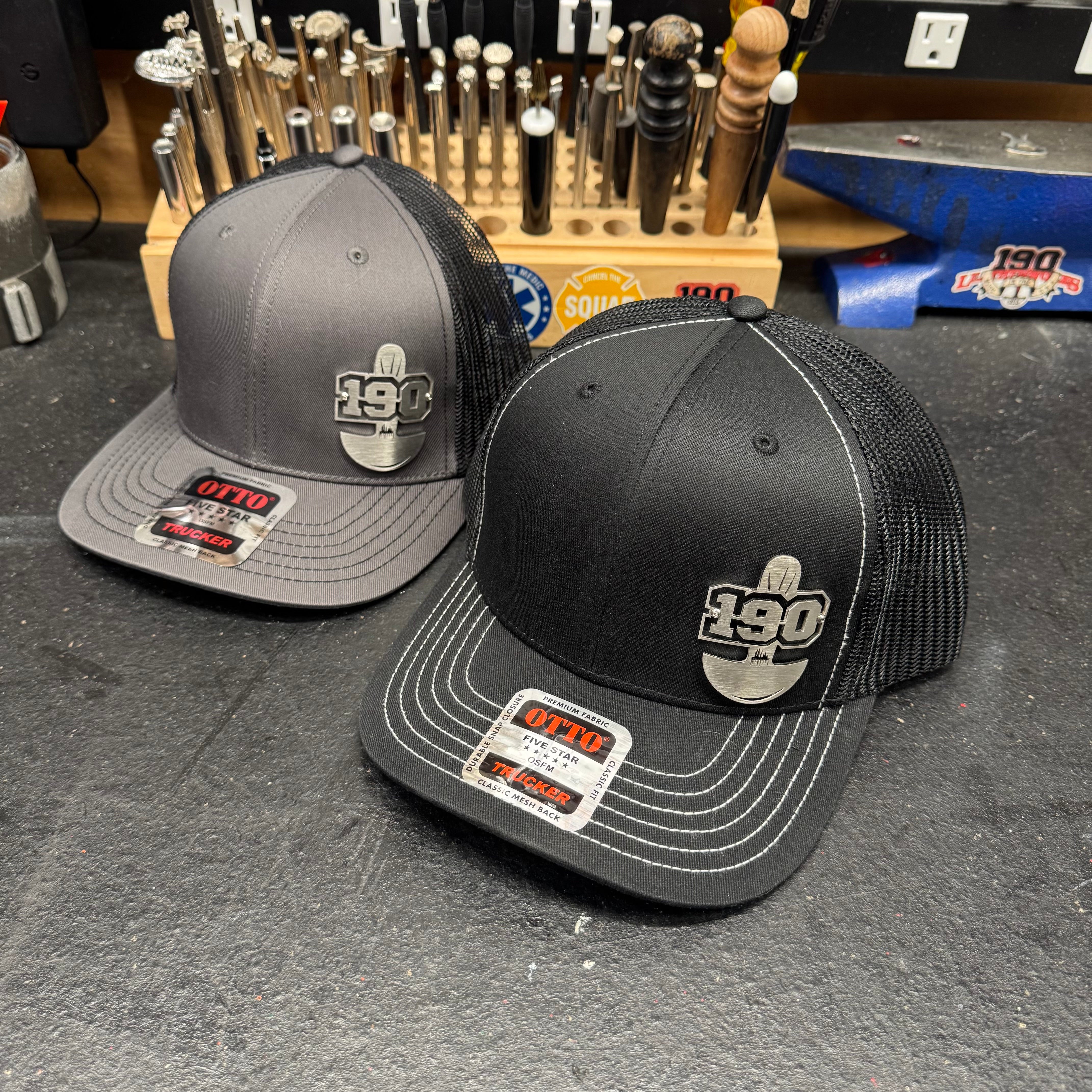 190 Snap Back Metal Patch Trucker Hat – 190 Leatherworks
